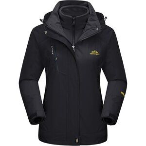 Women's Pure Black Winter Coats Snow Ski Jacket Waterproof Winter Jacket